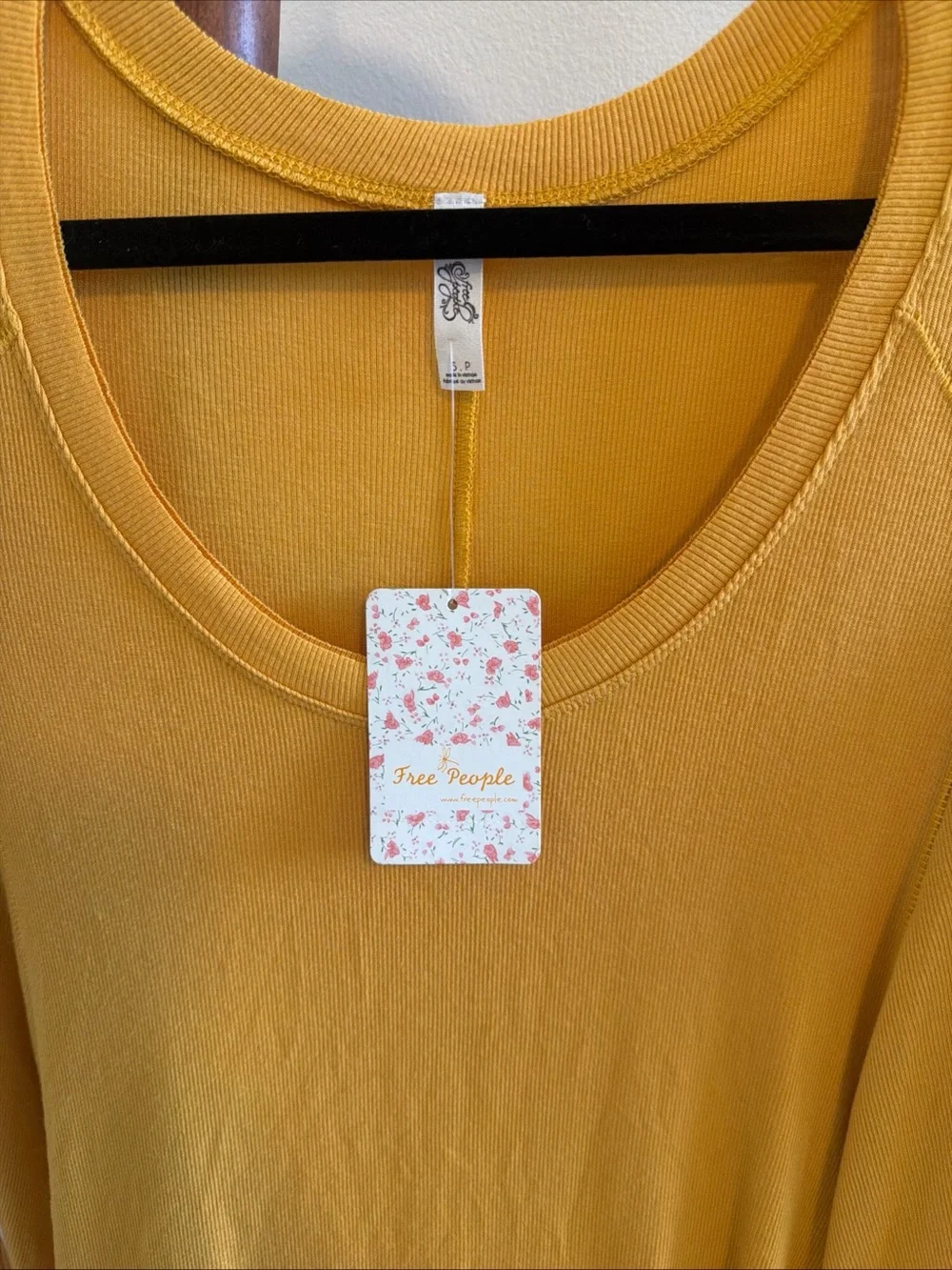 NWT Free People yellow ribbed tunic top